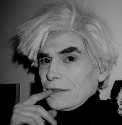 Allen Midgette as Andy Warhol, at Audart 1997